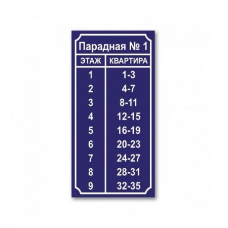 ТПН-021 - Табличка «Поэтажное расположение квартир»